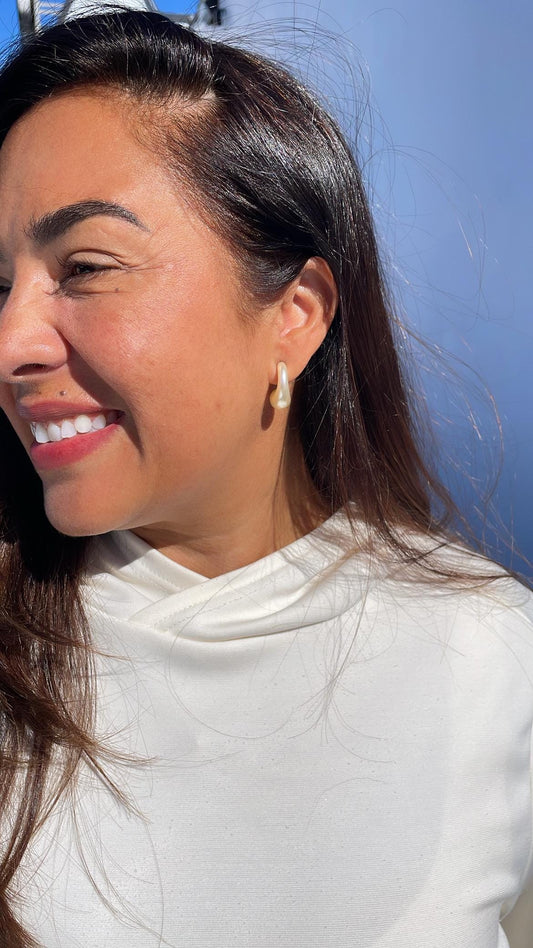 Synthetic Pearl Bubble Style Hoop Earring