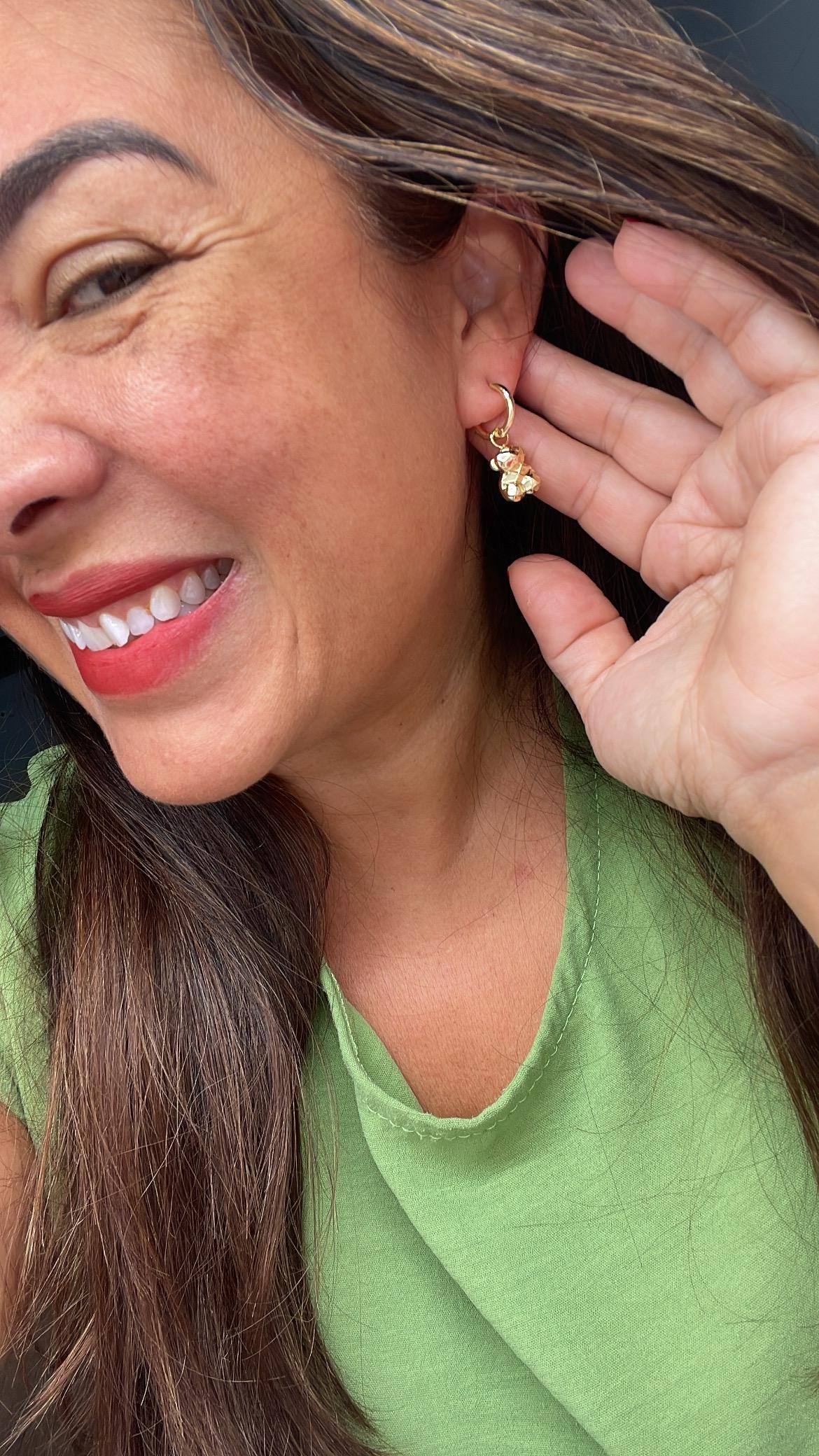 18k Gold Filled Geometric Chubby Teddy Bear Dangling Earrings Supplies