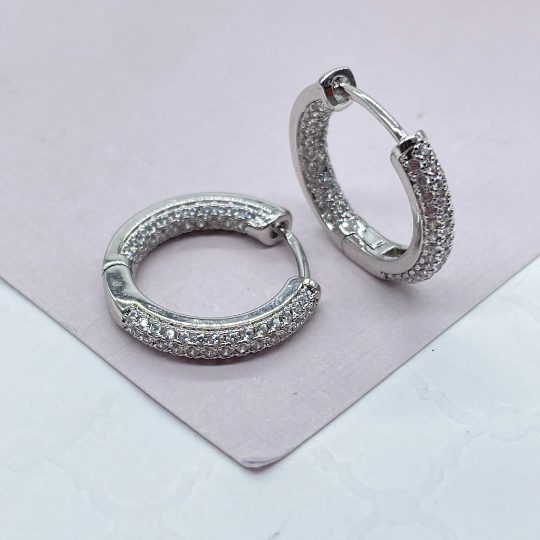 18k Gold Layered Pave Small Hoops