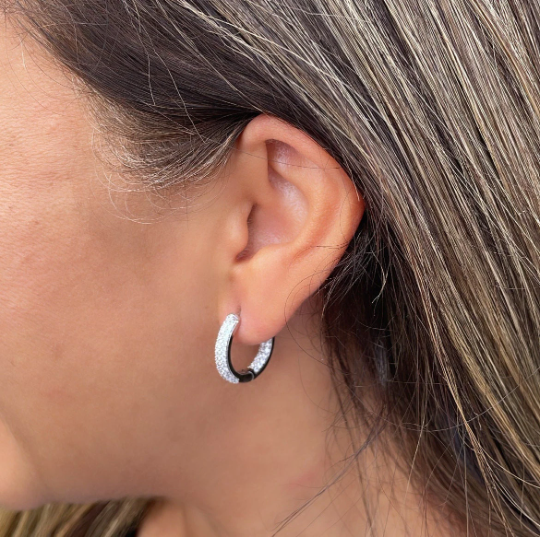 18k Gold Layered Pave Small Hoops