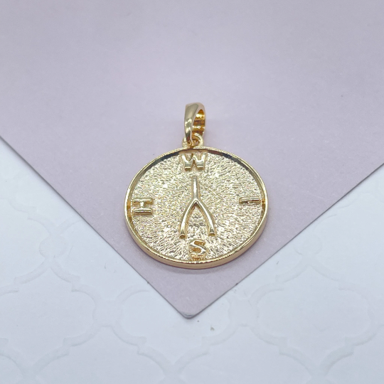 18k Gold Layered Wish Bone Pendant With Wish Bone Engraved