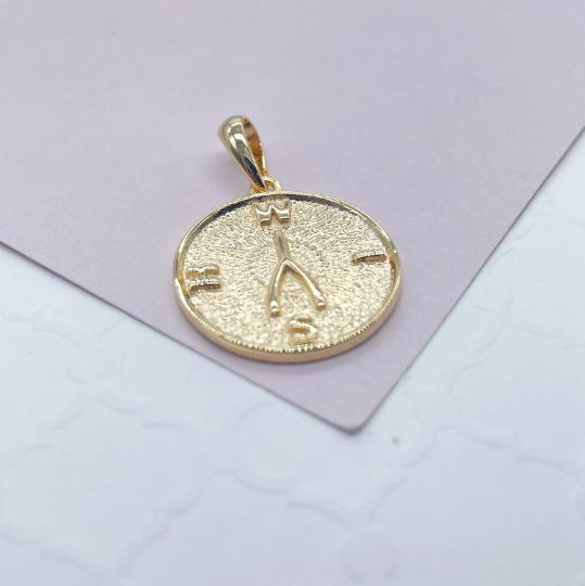 18k Gold Layered Wish Bone Pendant With Wish Bone Engraved