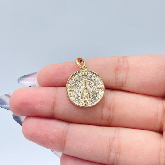 18k Gold Layered Wish Bone Pendant With Wish Bone Engraved