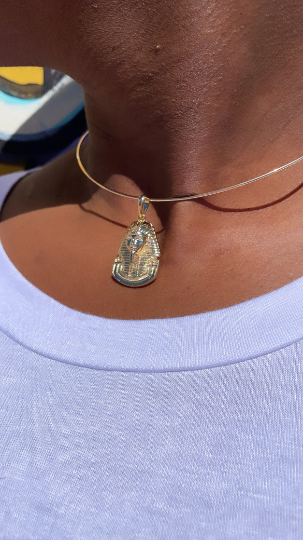 18k Gold Layered Sphinx Pendant With Zircon Stone Eyes