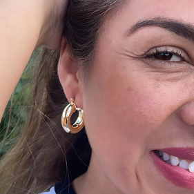 18k Gold Layered Chubby Plain Hoop Earrings Wholesale Jewelry Supplies