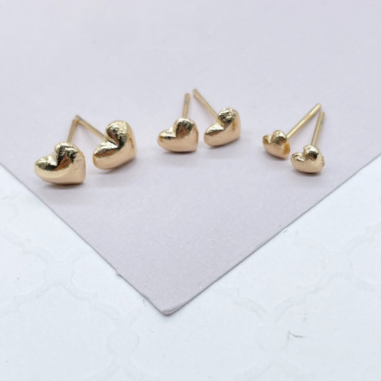 18k Gold Layered Simple Baby Heart Earrings Wholesale Jewelry Supplies