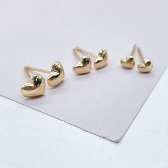 18k Gold Layered Simple Baby Heart Earrings Wholesale Jewelry Supplies