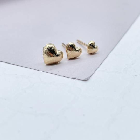 18k Gold Layered Simple Baby Heart Earrings Wholesale Jewelry Supplies