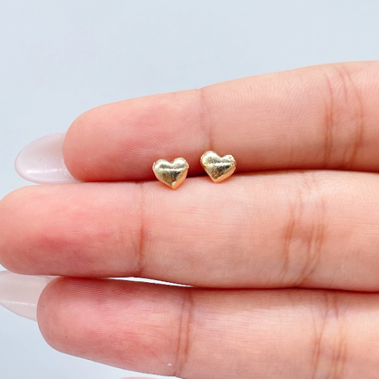 18k Gold Layered Simple Baby Heart Earrings Wholesale Jewelry Supplies