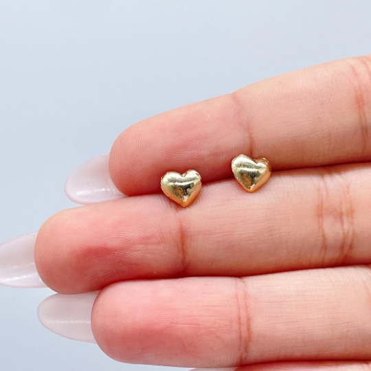 18k Gold Layered Simple Baby Heart Earrings Wholesale Jewelry Supplies