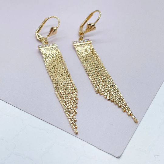 18k Gold Layered Long Fringe Dangling Earrings Wholesale Jewelry Supplies