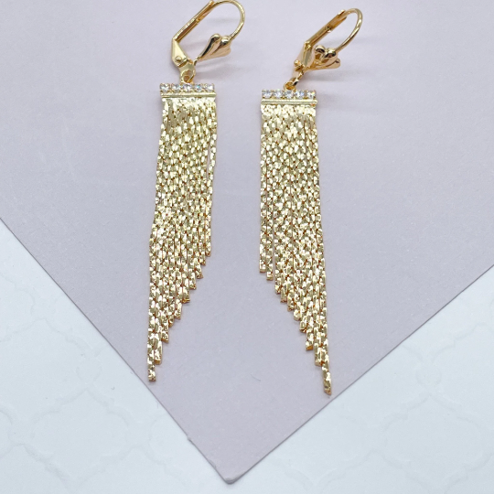 18k Gold Layered Long Fringe Dangling Earrings Wholesale Jewelry Supplies