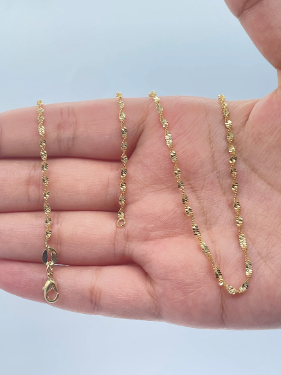 18k Gold Layered 1.8mm Singapore Chain Wholesale Jewelry Supplies