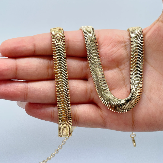 18k Gold Layered 10mm Thick Soft Snake Set necklace and bracelet Wholesale Jewelry Supplies