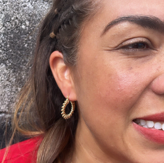 18k Gold Layered Flat Chain Twisted Wrapped Hoops