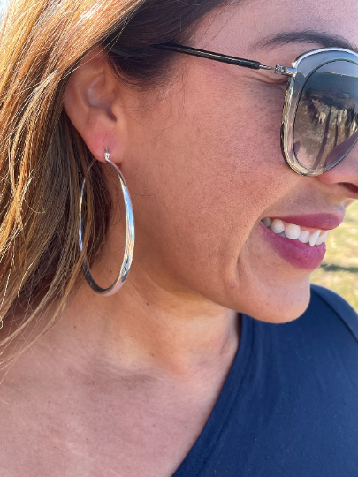 Silver Layered 4mm Thick Plain Hoop