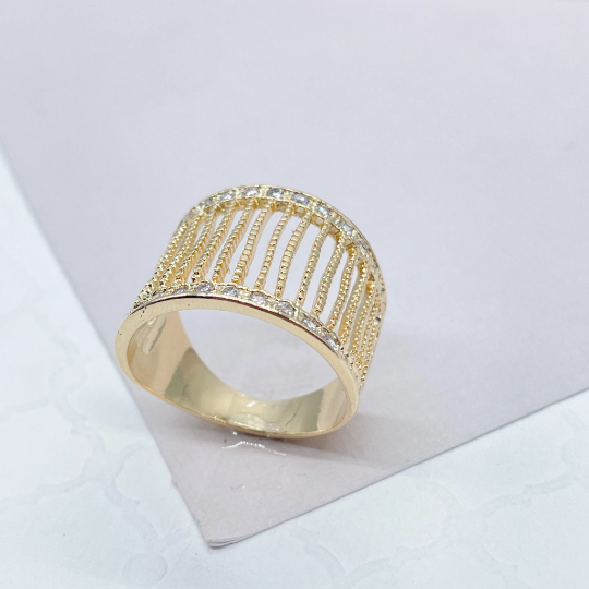 18k Gold Layered See-Thru Wide Ring