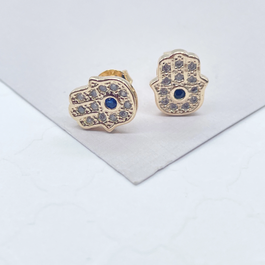 18k Gold Layered Hamzah Hand Stud Earring