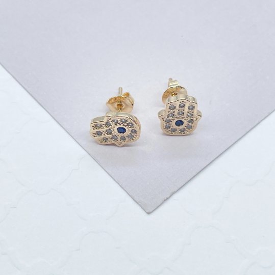 18k Gold Layered Hamzah Hand Stud Earring