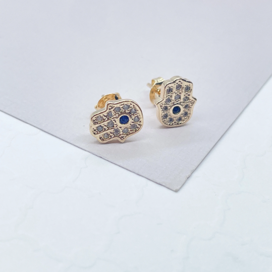 18k Gold Layered Hamzah Hand Stud Earring
