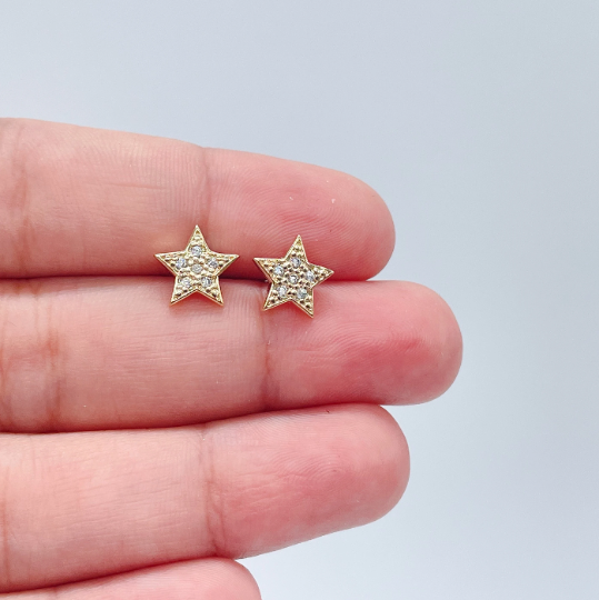 18K Gold Layered Zircon Star Stud Earring