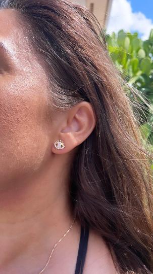 18k Gold Layered Zircon Protection Eye Stud