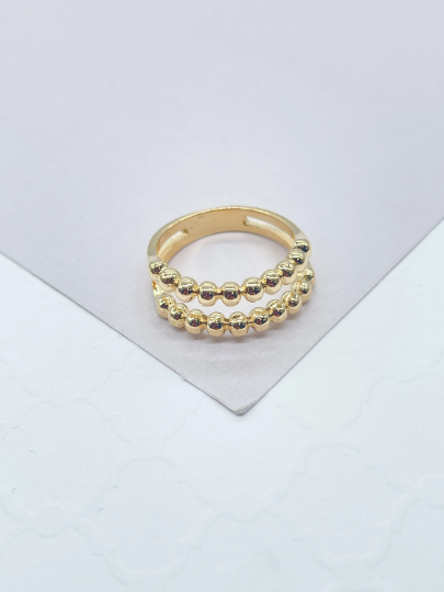 18k Gold Layered Plain Beaded Ring
