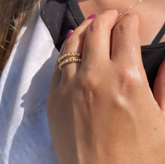 18k Gold Layered Plain Beaded Ring