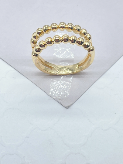 18k Gold Layered Plain Beaded Ring