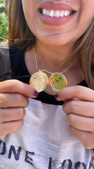 18k Gold Layered Engraved Circle Locket