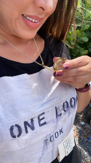18k Gold Layered Engraved Circle Locket