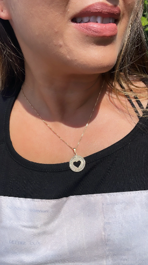 18k See Through Heart Pendant With Engraved Love Words