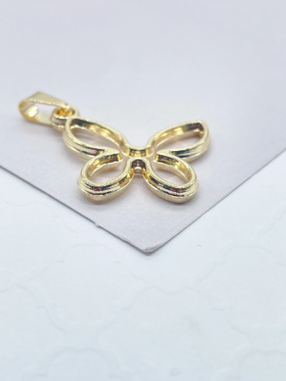 18 Gold Layered Solid See Through Butterfly Pendant