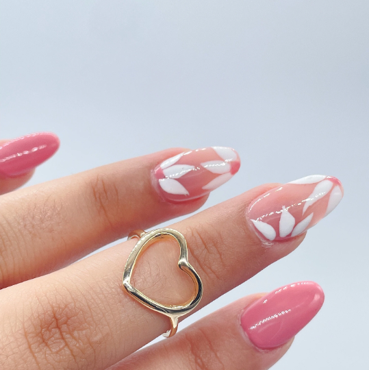 18k Gold Layered Simple Open Gold Heart Ring