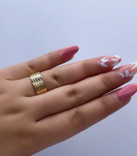 18k Plain Gold Layered Five Rowed Band Ring