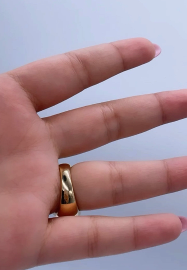 18k Gold Layered Plain Chunky Dome Band Ring