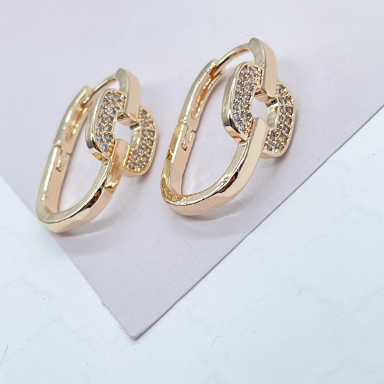 18k Gold Layered Zircon Single Link Earring