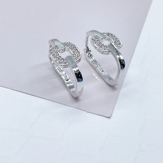 18k Gold Layered Zircon Single Link Earring