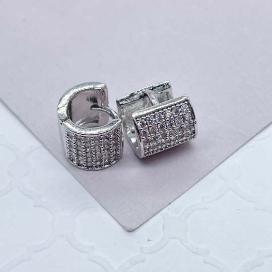 18k Gold Layered Tiny Micro Pave Cubic Zirconia Hoop Earrings