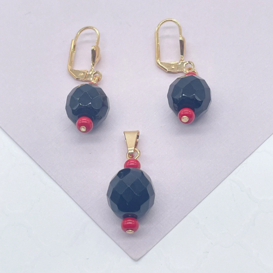 18k Gold Layered Simulated Azabache Sets In Two Sizes Protection Jewelry Making Supplies