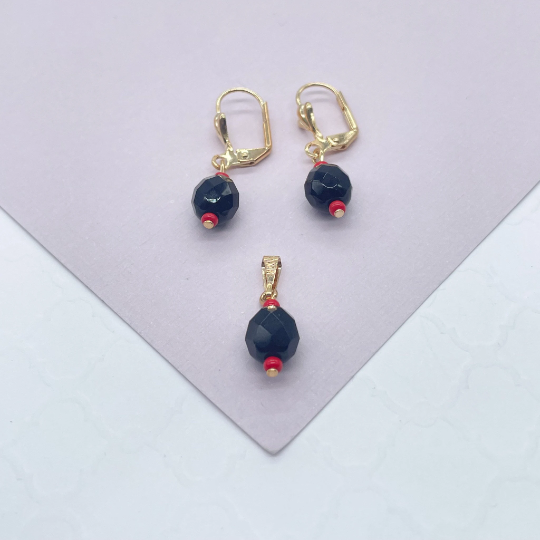 18k Gold Layered Simulated Azabache Sets In Two Sizes Protection Jewelry Making Supplies