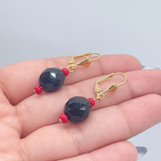 18k Gold Layered Simulated Azabache Sets In Two Sizes Protection Jewelry Making Supplies