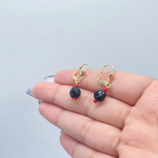 18k Gold Layered Simulated Azabache Sets In Two Sizes Protection Jewelry Making Supplies