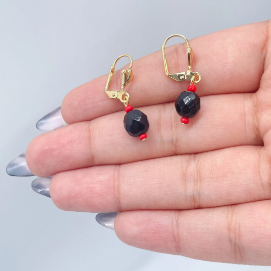 18k Gold Layered Simulated Azabache Sets In Two Sizes Protection Jewelry Making Supplies