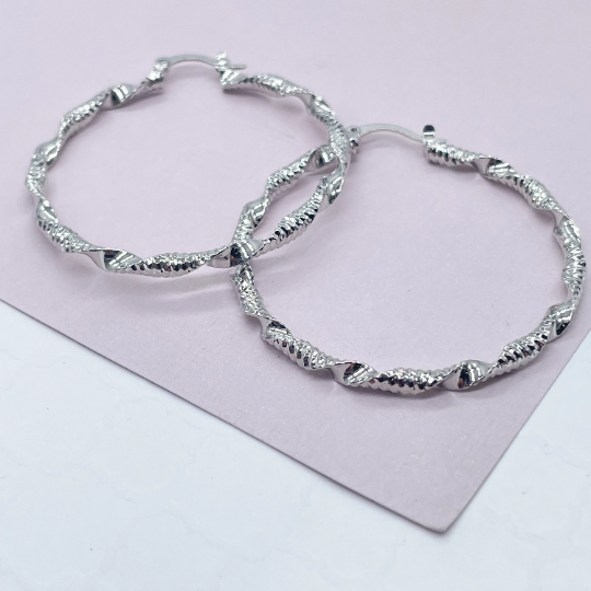 Silver Layered Textured & Twisted Hoop Earrings