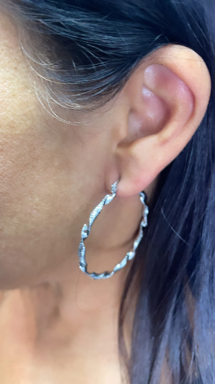Silver Layered Textured & Twisted Hoop Earrings