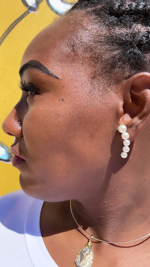 18k Gold Layered 5 Firm Simulated Pearl Earrings