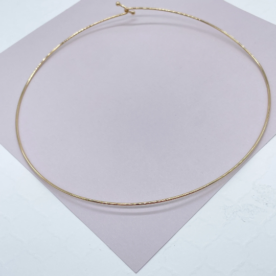 18k Gold Layered Hard Plain Omega Choker Necklace