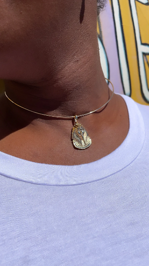 18k Gold Layered Hard Plain Omega Choker Necklace