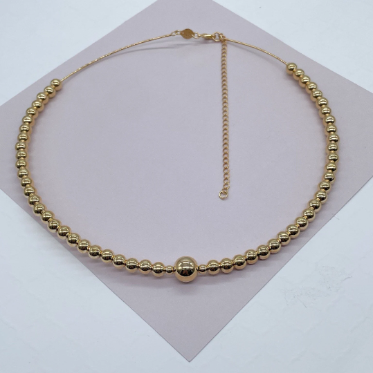 18k Gold Layered Hard Omega with Small and Medium Gold Beads